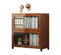 Modern Style Tier Bookcase Tall Bookcase Floor Storage Shelf with Acrylic Doors Multipurpose Cabinet for Living Room Study Bedroom Office Brown-3F 60cm