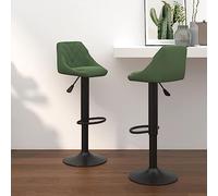 Modern Swivel Bar Stools, set di 2 sedie da cucina in velluto verde scuro con altezza regolabile, poggiapiedi e base in acciaio stabile