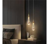 Modern Teardrop Pendant Light Crystal LED Hanging Chandelier with Adjustable Cord Indoor Lighting Fixture for Restaurant Bedroom