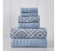 Modern Threads Amrapur Overseas, set di 6 asciugamani in cotone pettinato 100%, tinta unita, a righe, in filo tinto, Oxford, ultra morbido, 500 g