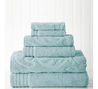 Modern Threads Amrapur Set di 6 asciugamani da bagno, 2 asciugamani da bagno, 2 asciugamani da bagno, 2 asciugamani, 2 salviette, Medallion Jacquard/Solid Ultra Soft 550 g/m², 100% cotone pettinato,