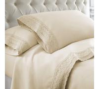 Modern Threads Lenzuola in microfibra morbida con pizzo all'uncinetto - Lussuose lenzuola in microfibra - Include lenzuolo piano, lenzuolo con an