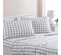 Modern Threads Lenzuola in morbida microfibra stampata - Lussuosa biancheria da letto in microfibra - Include lenzuolo piatto, lenzuolo con angoli con tasche profonde e federe Claire Queen