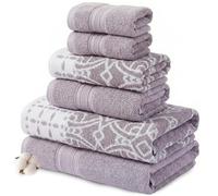 Modern Threads Monroe Orchid - Set da 6 pezzi, 2 asciugamani da bagno, 2 asciugamani da bagno, 2 asciugamani in jacquard, tinta unita