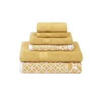 Modern Threads - Set di 6 asciugamani double-face in filigrana jacquard tinto in filato, asciugamani da bagno, asciugamani e salviette, super assorbenti e ad asciugatura rapida, 100% cotone pettinato