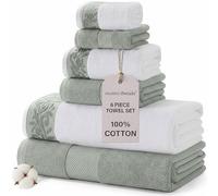 Modern Threads Set di 6 asciugamani da 600 g/m² con bordo jacquard filgree salvia