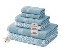 Modern Threads Trefoil Filigranes Bagno, 2 Asciugamani per Le Mani, 2 salviette, Cotone, Blu Sterling, Standard