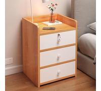 Modern Three Drawer Bedside Table with Lock Nordic Maple Locker for Bedrooms & Rental Rooms Simple Design Multi Scene Use Stylish Storage Solution