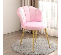 Modern Vanity Chair with Back Shell Shaped Living Room Chair with Golden Metal Legs Padded Fabric Seat for Living Room Dressing Room Bedroom Home Office and Kitchen Grey Color Option