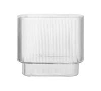 Modern Vase - Decorative Clear Flower Vase, Elegant Fluted Design, Transparent Glass Centerpiece, Stylish Home DecorAccent | For Mantle Dining Table Bookshelf Entryway Wedding Party Office Display