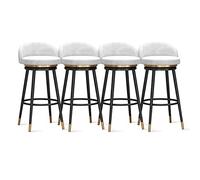 Modern Velvet Bar Stools 360° Swivel Breakfast Bar Chairs with Back Upholstered Kitchen Counter Stools for Island & Restaurant Set of 4 Stylish Height Barstools
