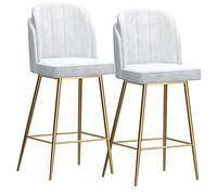 Modern Velvet Counter Height Bar Stools Set of 2 with Back and Footrest Grey/Gold Legs Ideal for Bar Coffee Kitchen Living Room Stylish High Chairs for Comfort and Style
