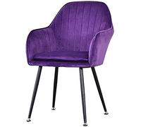 Modern Velvet Dining Chair with Metal Legs And Comfortable Backrest Armchair for Living Room Leisure Sofa Stylish Furniture Home Decor (Purple Black Legs)