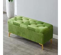 Modern Velvet Storage Ottoman Bench for Living Room Stylish Rectangle Footstool in Green 31x15x18 Inches End of Bed or Extra Seating