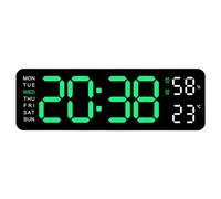 Modern Wall Clock Temperature Date Week Display Clock (Blackshell Green Light)