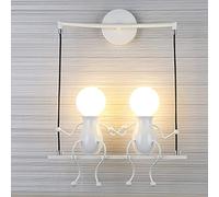Modern Wall Light Sconce Creative Bambola Creative Bambolo Creative Swing Muro Holder Iron Art Deco E27 Base Light Segne per la camera da letto Camera Salaro, nero, 48x28x11cm (nero 48x28x11cm)