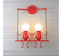 Modern Wall Light Sconce Creative Bambola Creative Bambolo Creative Swing Muro Holder Iron Art Deco E27 Base Light Segne per la camera da letto Camera Salaro, nero, 48x28x11cm (nero 48x28x11cm)