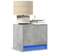 Modern Wall Mounted LED Nightstands 2-Pack Gray Cement Color with RGB Lighting, Space Saving Bedside Tables for Bedroom Storage, USB Powered Floating Shelves with Drawer