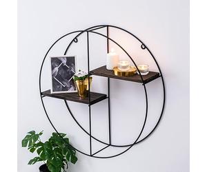 Modern Wall Shelf Set (2 pezzi), nero e noce, 60 x 60 x 15 cm, 100% Spruce Wood & Metal Frame | Elegante & Functional for Home & Office