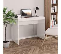 Modern White Glossy Desk 90x40x72 cm, Multilayer Wood Study Table for Small Spaces, Home Office & Dormitory, Sturdy & Durable Writing Desk with Easy Clean Surface, Elegant for Compact Areas