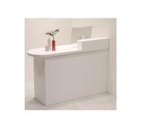 Modern White Reception Desk with Drawers & Shelves - 90cm Left Orientation Office & Store Counter Versatile Clinic Reception Station Furniture for Businesses