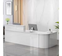 Modern White Reception Desk with Storage Cash Register Counter & Computer Space Stylish 120cm Front Desk for Office & Waiting Areas Perfect for Receptionists