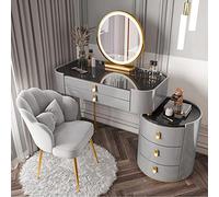 Modern White Vanity Desk with Adjustable Brightness Mirror Wooden Makeup Table for Bedroom or Dressing Room Ideal for Girls and Women Elegant Vanity Set for BedroomDécor