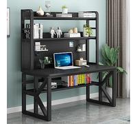 Modern Wood Office Desk with Storage Shelf and Hutch Study Desk Workstation for Home Office Computer Desk with Bookshelf and Shelves