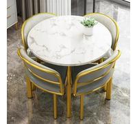 Modern5PieceMarbleDiningTableSetwithSoftBackChairsRotoundSpaceSingFurnitureforSmallAppartamentiPerfetto perEleganteDiningExperience