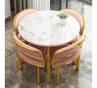 Modern5PieceRotondoMarbleDiningTableSetwithSoftBackChairsSpaceSingFurnitureforSmallApartmentsEleganteDiningRoomDecorPerfectforCompactLivingSpaces