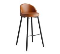 Modern70 cmSgabello da bar conSchienale Basso MarronePelle Seduta e Nero Gambe MetalloPerfetto per CucinaIsolaEleganteDesign per Casa e Spazi da pranzo