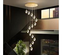 Moderna Anello Lampada A Sospensione Dimmerabile K9 Cristallo Scale Lampadario Da Soggiorno Oro Luci Pendenti Sala Da Pranzo Alberghi Ingresso Lampada Regolabile In Altezza Plafoniera(15 heads)