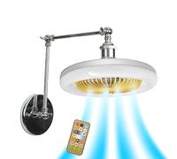 Moderna Applique da Parete Ventilatore Industriale con Presa Lampadina Senza Pale 3 Velocità Regolabile Applique Braccio Girevole Dimmerabile LED per Garage Armadio Cucina Bagno Lavanderia (Cromo)