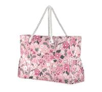 Moderna borsa a mano floreale della metà del secolo, resistente e alla moda, con tasche laterali, borsa in tela da donna, oggetti essenziali da viaggio, regali da spiaggia