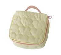 Moderna borsa per il trucco a forma di cuore, in poliestere, per l'organizzazione di cosmetici e cura della pelle, giallo