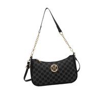 Moderna borsa sotto le ascelle in PU con scritta distintiva e tracolla ergonomica elegante stampa borsa per donne ragazze borsa alla moda stampa lettera, Nero