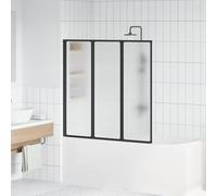 Moderna cabina doccia nera, 120 x 117 cm, pieghevole, 3 pannelli in alluminio e polipropilene, finitura opaca per la privacy, design salvaspazio con guarnizioni gommate contro