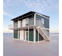 Moderna casa contenitore espandibile a 2 piani con camera da letto e scala - Villa piccola casa da 20 piedi con grandi finestre in vetro, casa portatile prefabbricata per soggiorno, vacanze, ufficio o