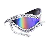Moderna Catena In Metallo Telaio Occhiali Da Sole UV400 Protezioni Eyewears Popolare 2000s Cool Punk Occhiali Da Vista Per Uso quotidiano All Age Eyewear, Vero colore verde Sil
