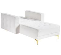 Moderna chaise lounge reclinabile Day Bed in tessuto bouclé con gambe dorate e imbottite, bianco sporco