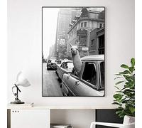 Moderna Città in Stile Moderno Alpaca Bianco E Nero negli Edifici di Automobili Pittura su Tela di Animali Poster E Stampe di Immagini da Parete per Il Soggiorno (Art-1,40x60 cm(Senza Cornice))