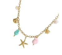 Moderna collana in acciaio inox con ciondolo a catena, perfetta per gli amanti della moda, regalo regolabile, gioiello di vita marina, Misura unica, come descritto