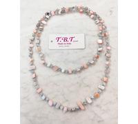 Moderna Collana Lunga Madreperla da Donna,Perle,Pietre Dure,Cristalli - Argento