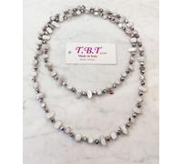 Moderna Collana Lunga Madreperla da Donna,Perle,Pietre Dure,Cristalli - Argento