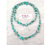 Moderna Collana Lunga Madreperla da Donna,Perle,Pietre Dure,Cristalli Blu Mare