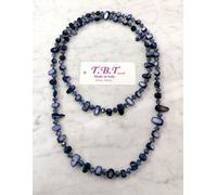 Moderna Collana Lunga Madreperla da Donna,Perle,Pietre Dure,Cristalli Blu scuro