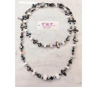 Moderna Collana Lunga Madreperla da Donna,Perle,Pietre Dure,Cristalli Nero 4col