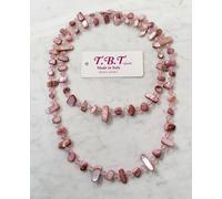 Moderna Collana Lunga Madreperla da Donna,Perle,Pietre Dure,Cristalli Rosa 9 col