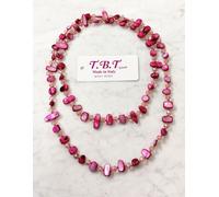 Moderna Collana Lunga Madreperla da Donna,Perle,Pietre Dure,Cristalli Rosa 9 col