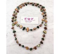 Moderna Collana Lunga Madreperla da Donna,Perle,Pietre Dure,Cristalli Verde